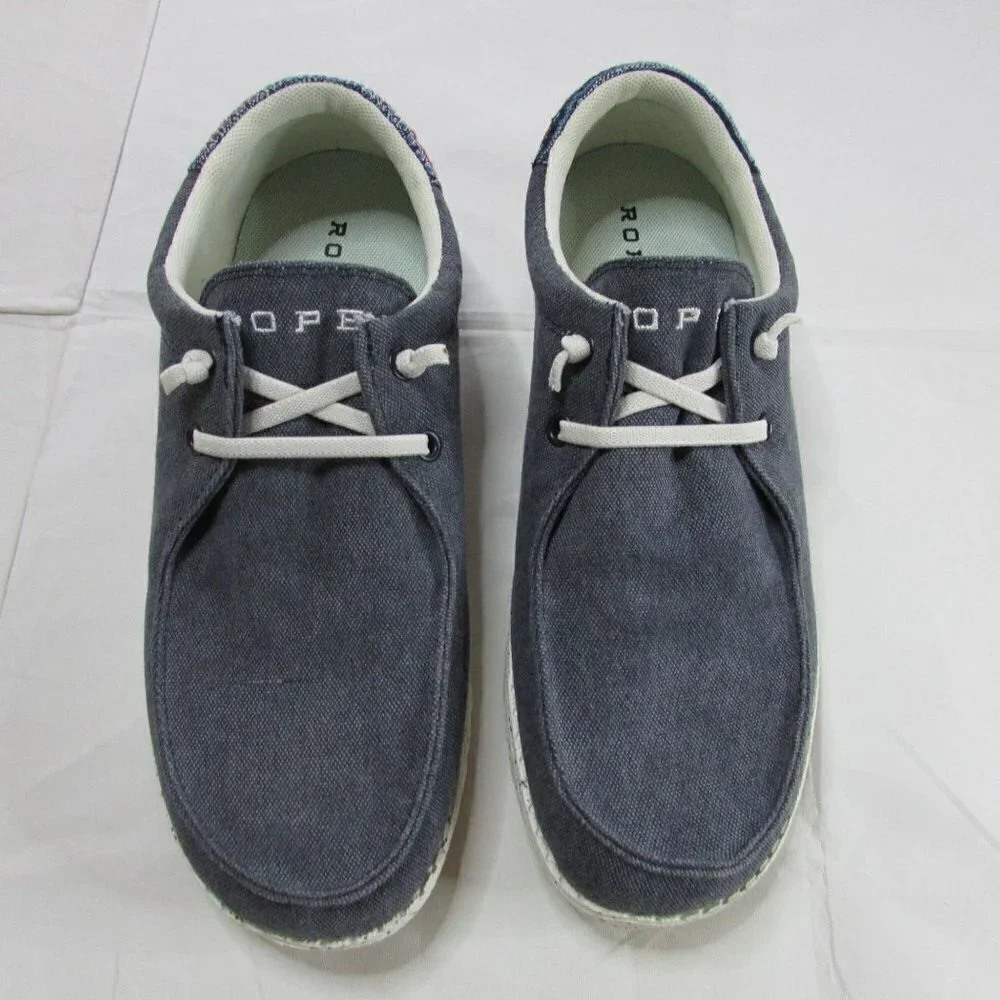 Roper Men's 8.5 Hang Loose Slip on Loafer Shoe - Navy Canvas